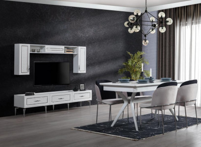 Dining room Set Dining table 4x Chairs Wall unit 9tlg.Group Suite Furniture
